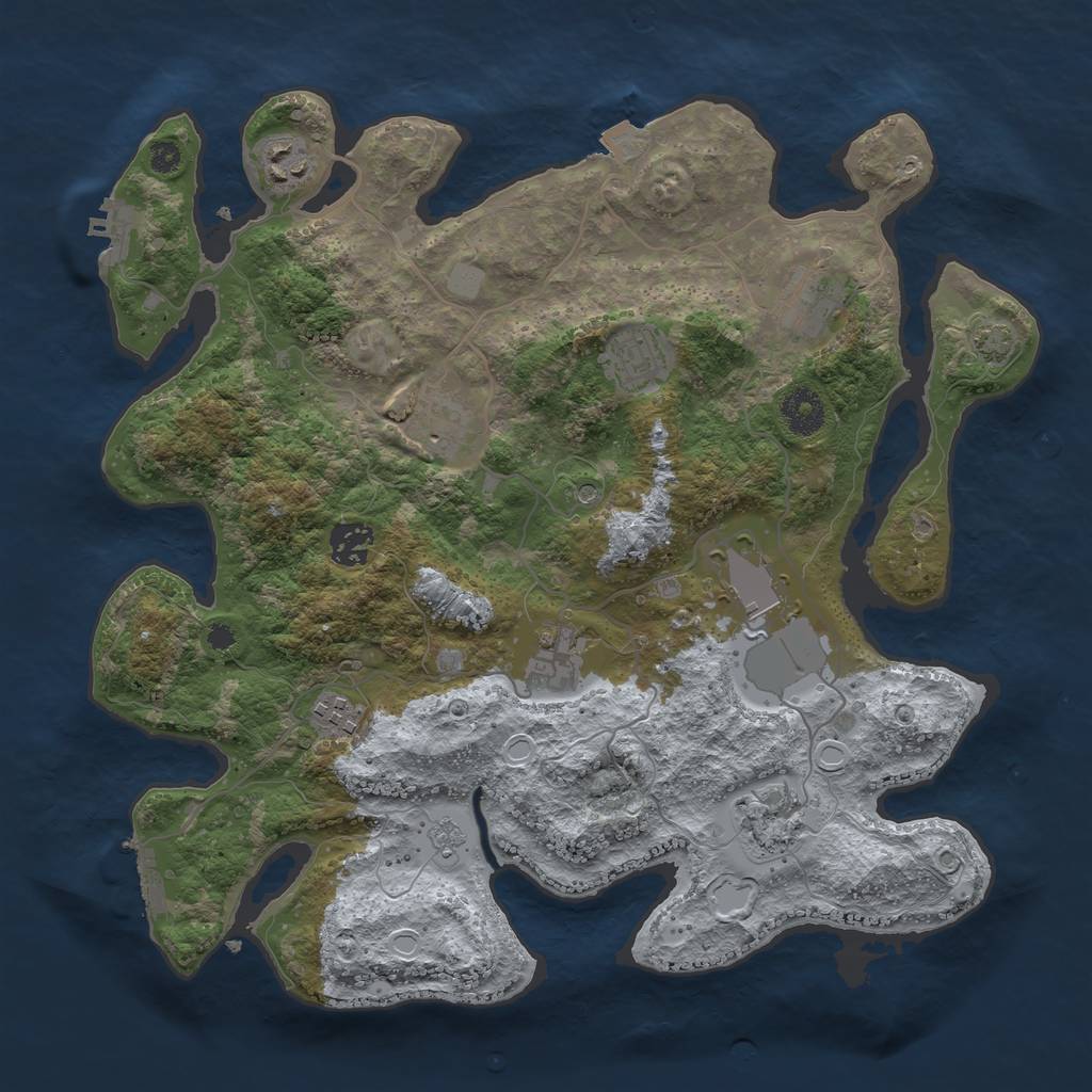 Rust Map: Procedural Map, Size: 3600, Seed: 41478029, 17 Monuments