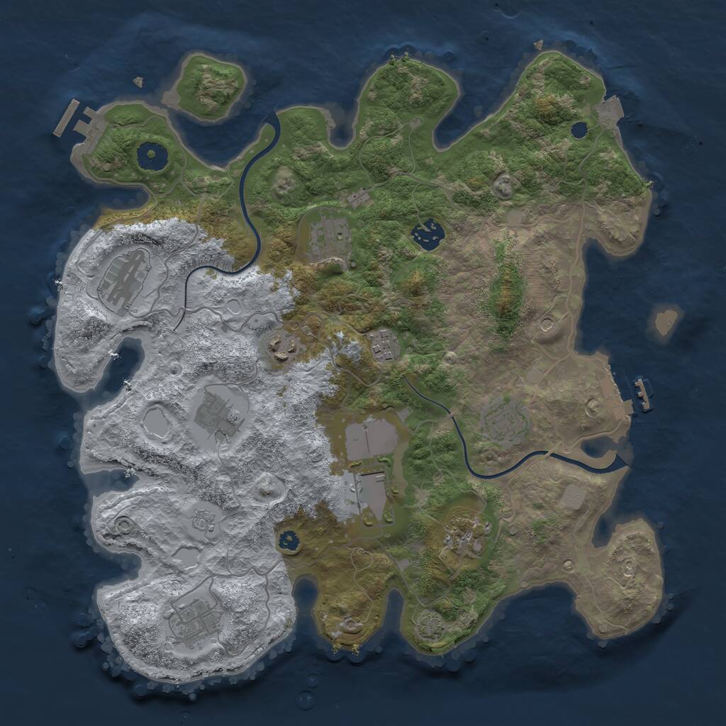 Rust Map: Procedural Map, Size: 3600, Seed: 95, 16 Monuments