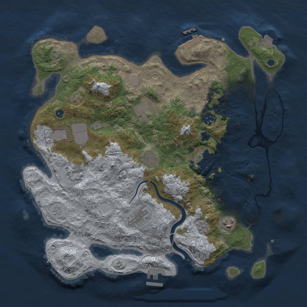 Rust Map: Procedural Map, Size: 3750, Seed: 1664438842, 15 Monuments