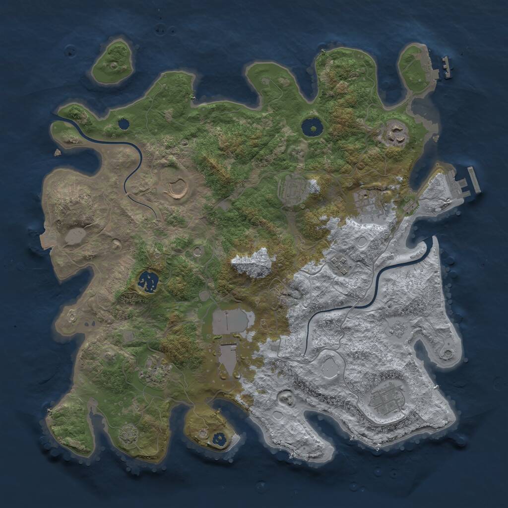 Rust Map: Procedural Map, Size: 3750, Seed: 571133, 15 Monuments