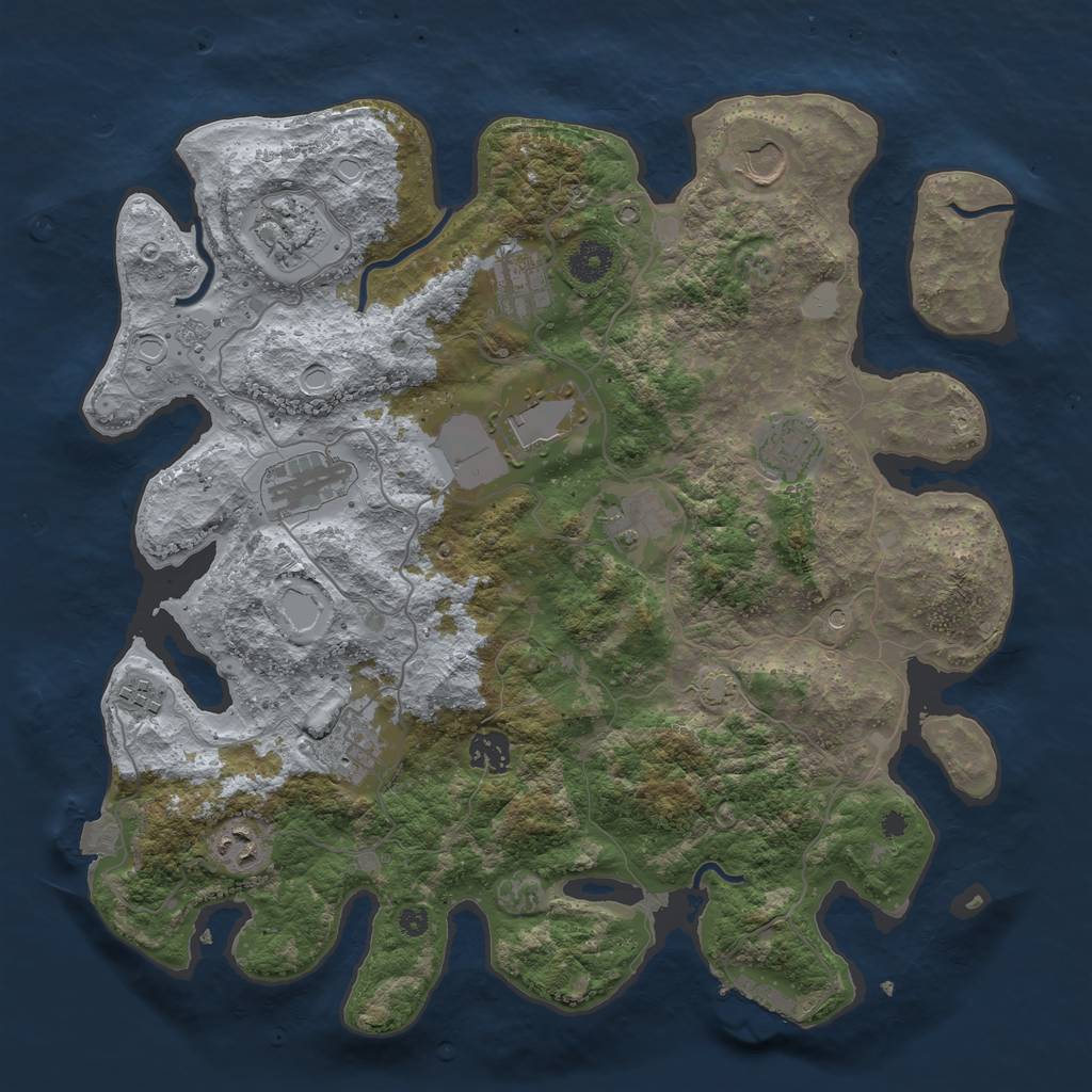 Rust Map: Procedural Map, Size: 3800, Seed: 36937703, 18 Monuments