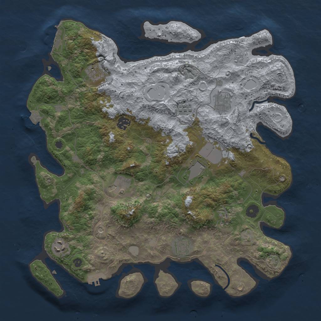 Rust Map: Procedural Map, Size: 3750, Seed: 257369632, 17 Monuments