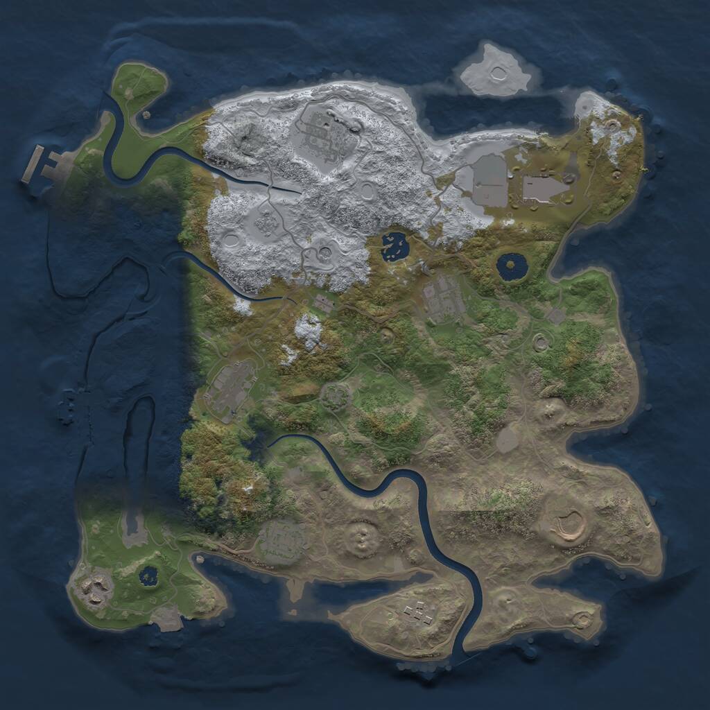 Rust Map: Procedural Map, Size: 3600, Seed: 527193246, 15 Monuments
