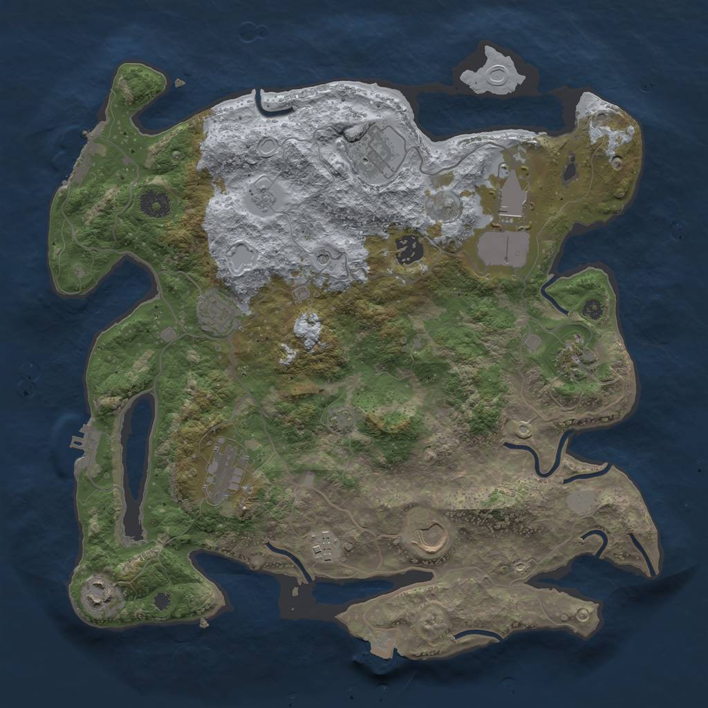 Rust Map: Procedural Map, Size: 3600, Seed: 527193246, 17 Monuments