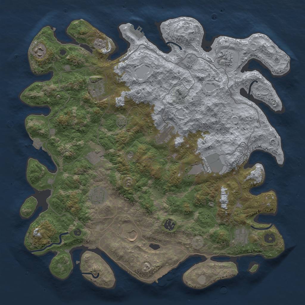Rust Map: Procedural Map, Size: 4200, Seed: 1745397125, 19 Monuments
