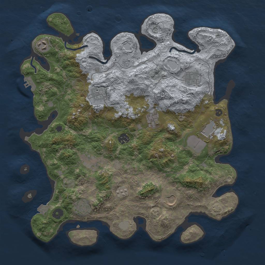 Rust Map: Procedural Map, Size: 3750, Seed: 1169494810, 17 Monuments
