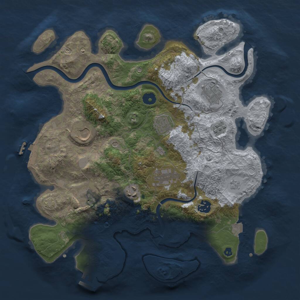 Rust Map: Procedural Map, Size: 3500, Seed: 487732956, 14 Monuments
