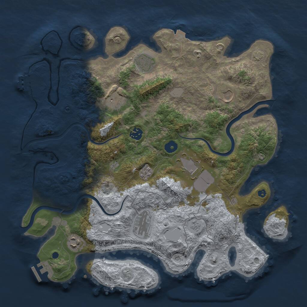 Rust Map: Procedural Map, Size: 3750, Seed: 96841456, 14 Monuments