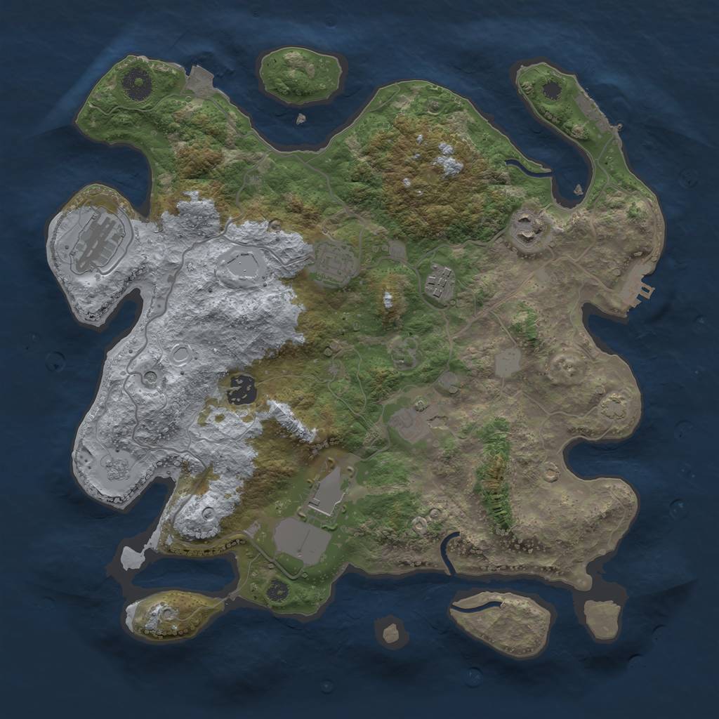 Rust Map: Procedural Map, Size: 3500, Seed: 33685643, 15 Monuments