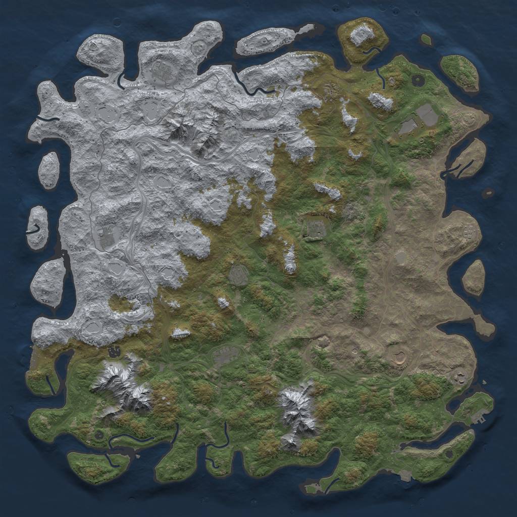 Rust Map: Procedural Map, Size: 6000, Seed: 3456787, 19 Monuments