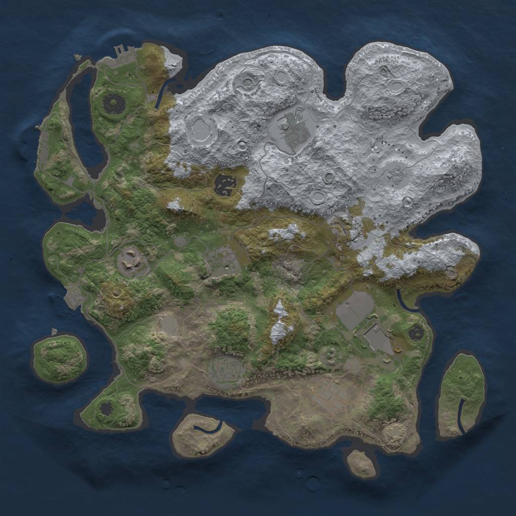 Rust Map: Procedural Map, Size: 3500, Seed: 5887621, 16 Monuments