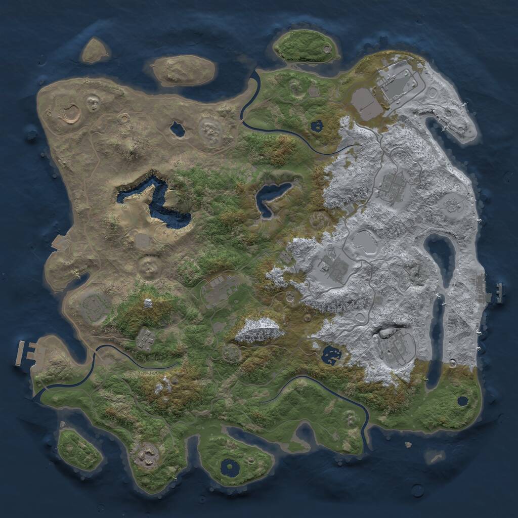 Rust Map: Procedural Map, Size: 4120, Seed: 555123, 16 Monuments