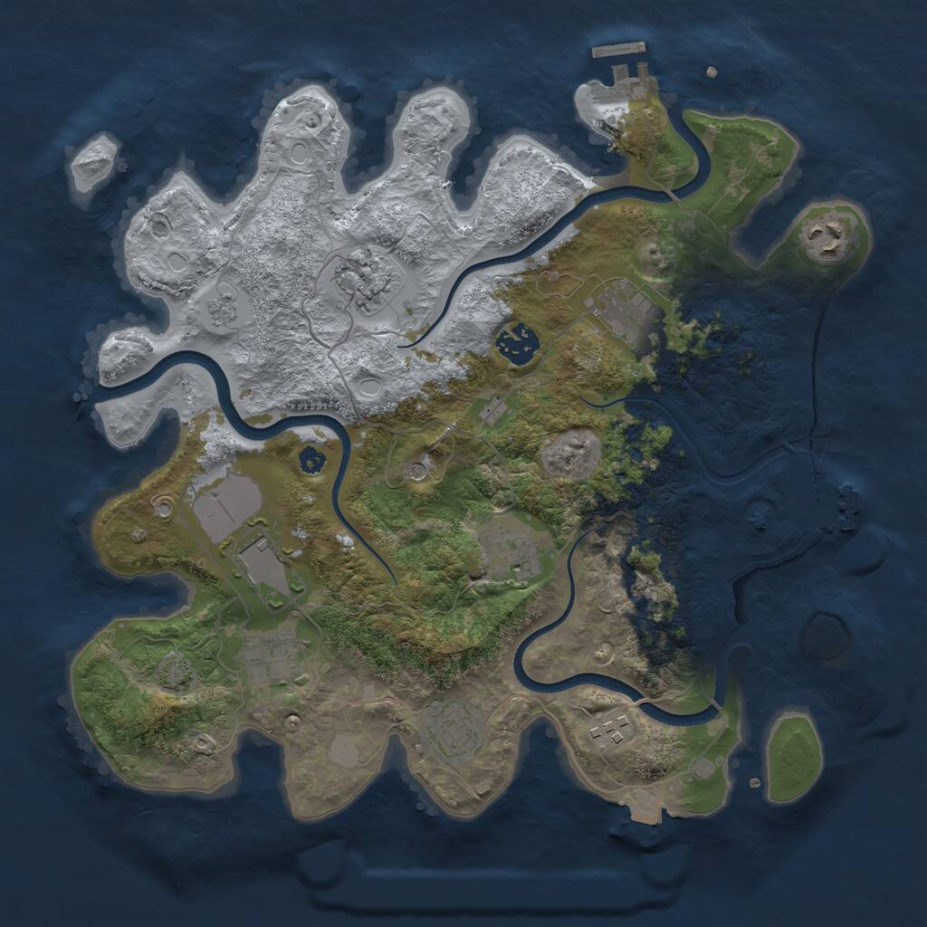 Rust Map: Procedural Map, Size: 3500, Seed: 1306, 15 Monuments