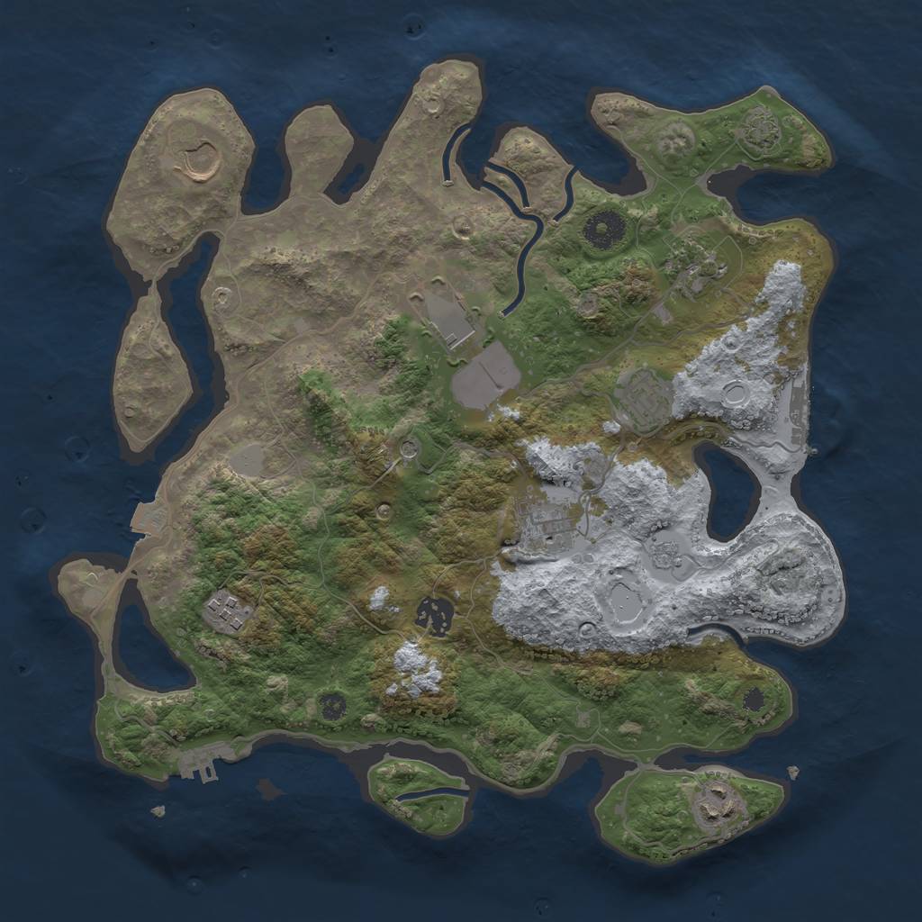 Rust Map: Procedural Map, Size: 3500, Seed: 186074872, 16 Monuments