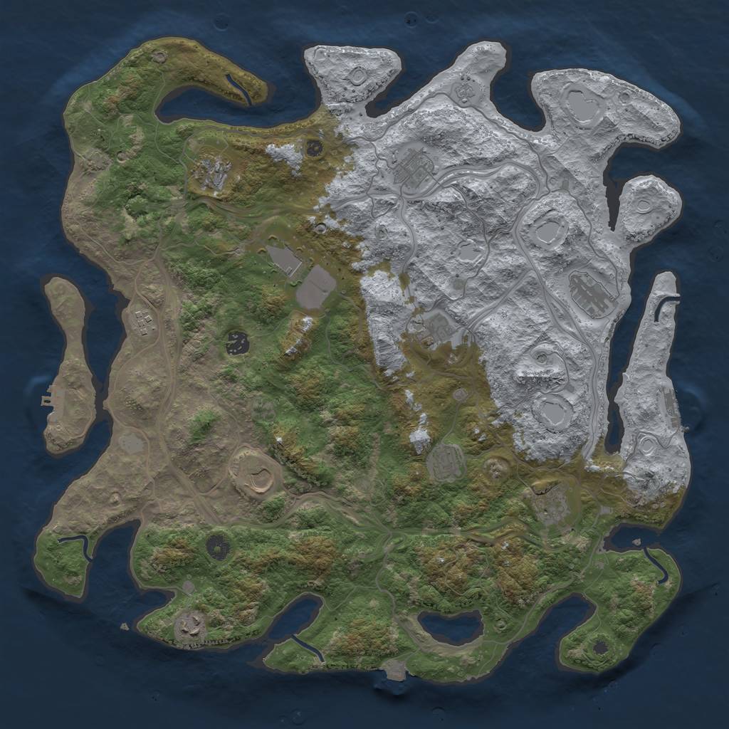 Rust Map: Procedural Map, Size: 4500, Seed: 1262543697, 19 Monuments