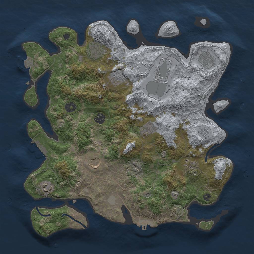 Rust Map: Procedural Map, Size: 3500, Seed: 363113306, 17 Monuments