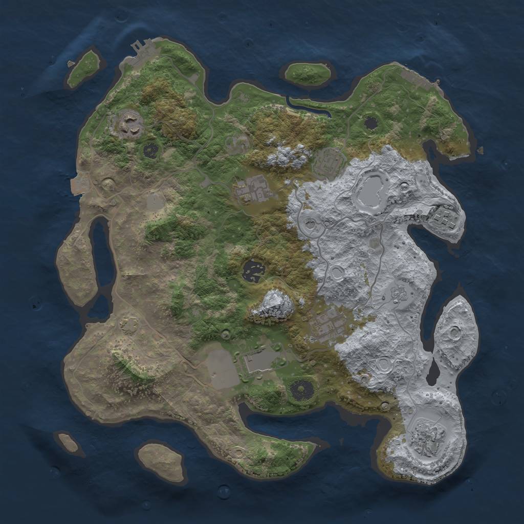 Rust Map: Procedural Map, Size: 3500, Seed: 1555847773, 16 Monuments