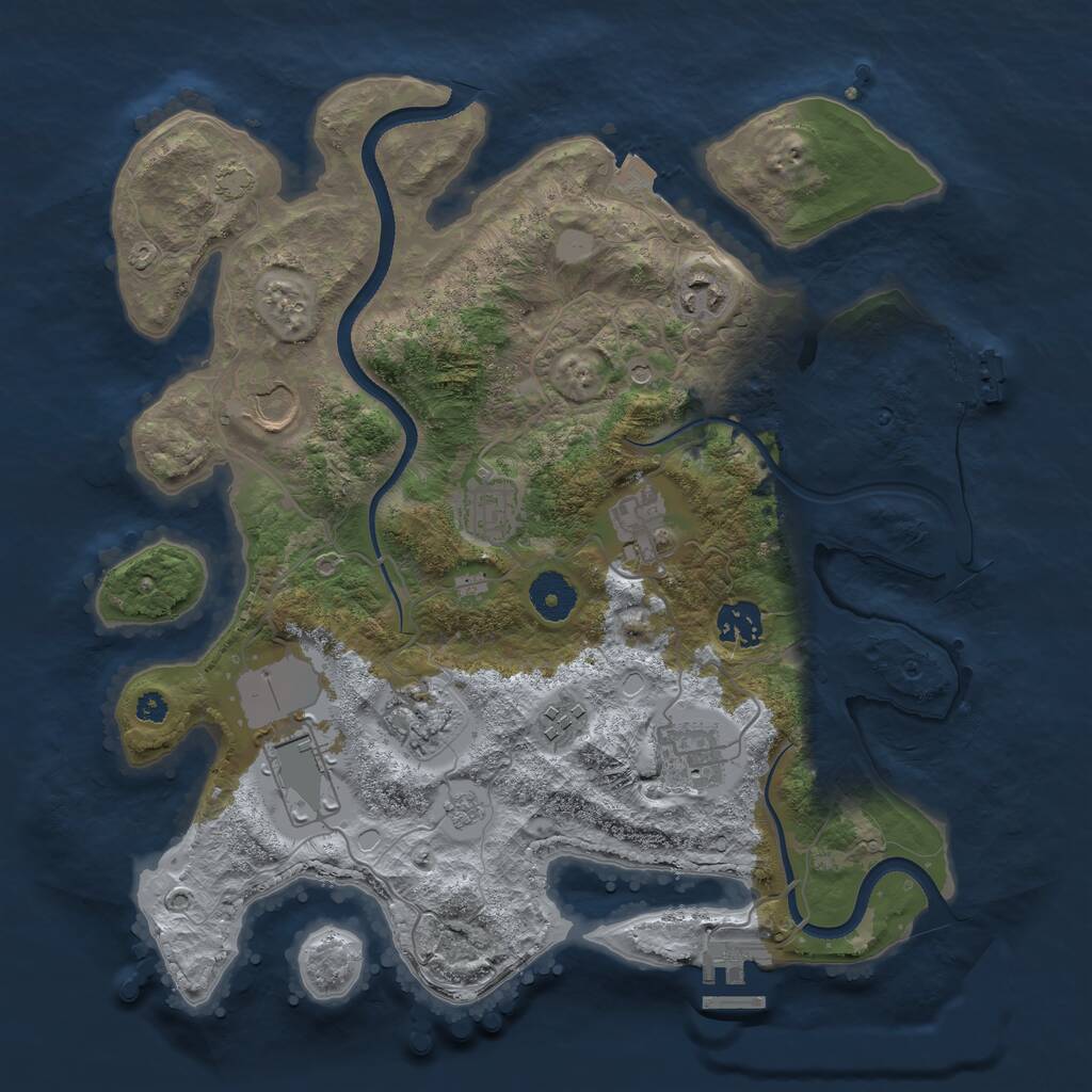 Rust Map: Procedural Map, Size: 3500, Seed: 1385159398, 15 Monuments