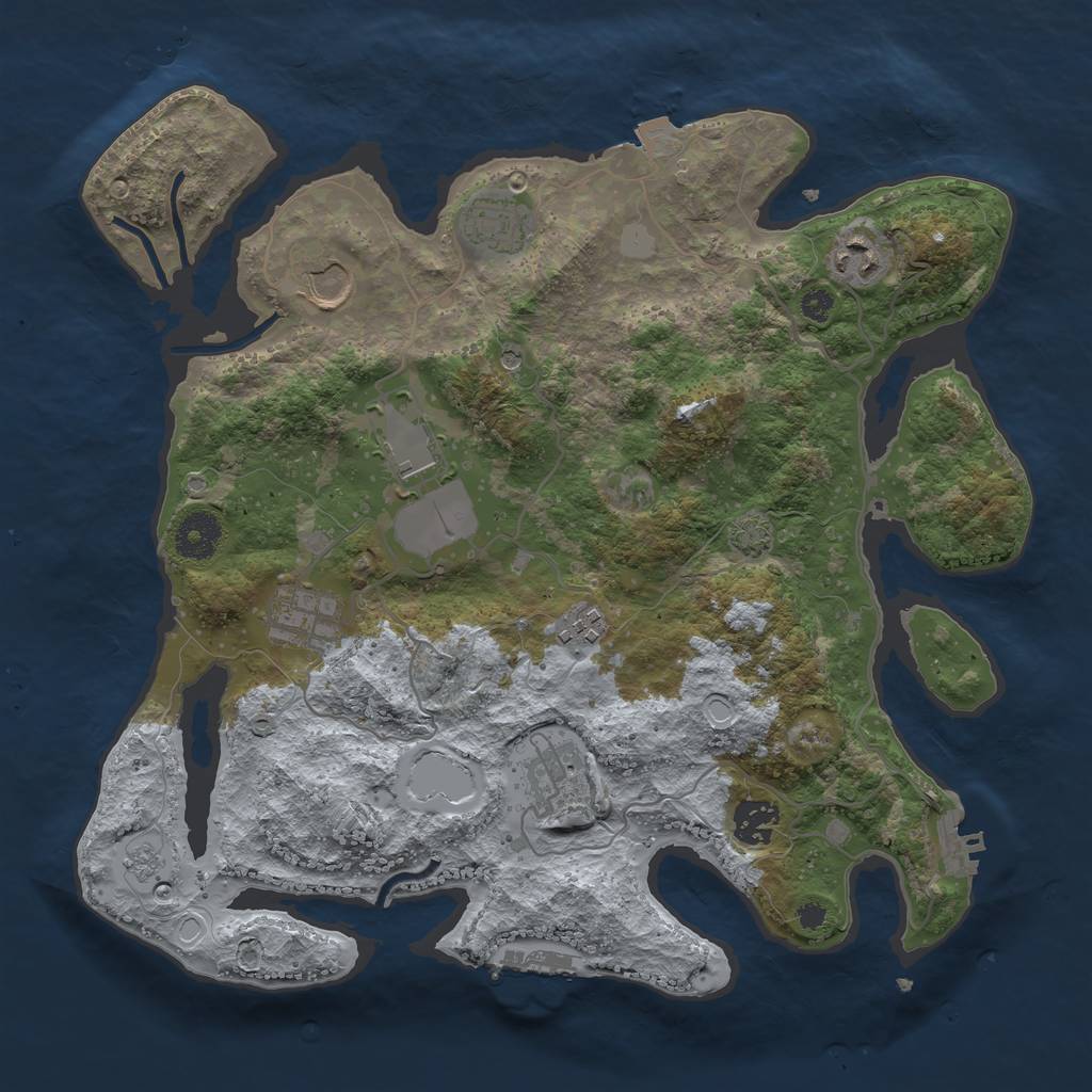Rust Map: Procedural Map, Size: 3500, Seed: 1463216081, 16 Monuments