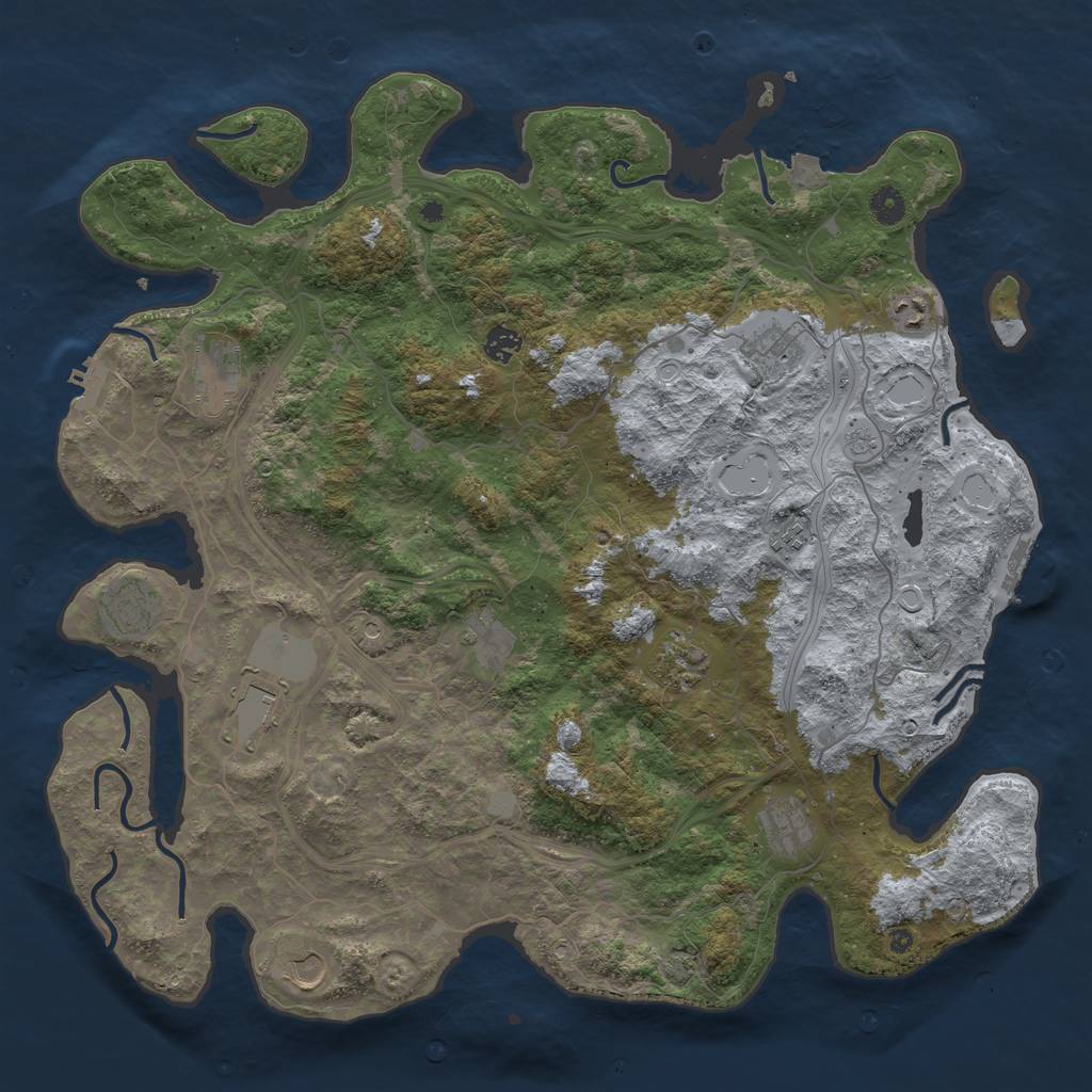 Rust Map: Procedural Map, Size: 4500, Seed: 1834006252, 19 Monuments