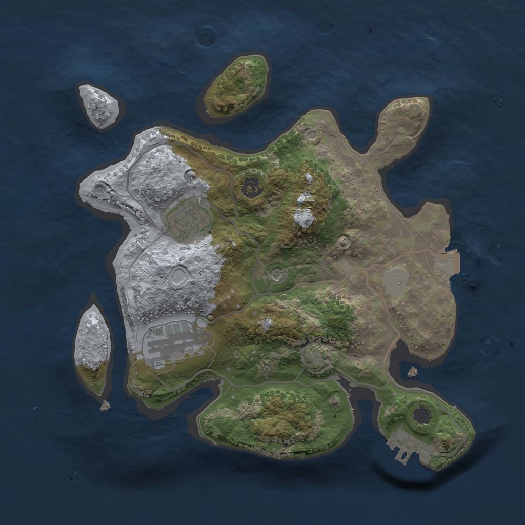 Rust Map: Procedural Map, Size: 2500, Seed: 182228426, 8 Monuments