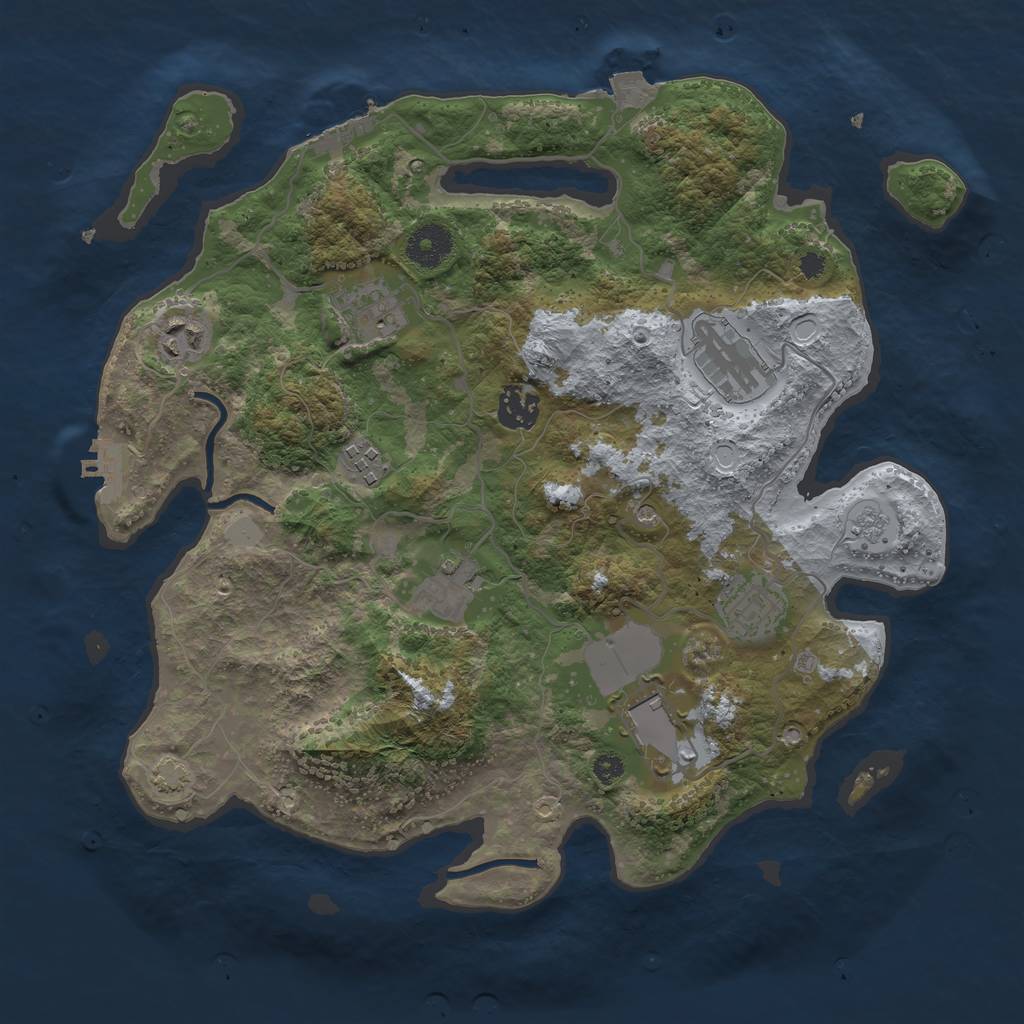 Rust Map: Procedural Map, Size: 3500, Seed: 1739317142, 16 Monuments