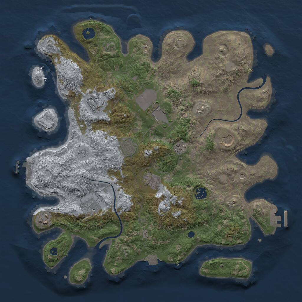 Rust Map: Procedural Map, Size: 3750, Seed: 1365844548, 15 Monuments
