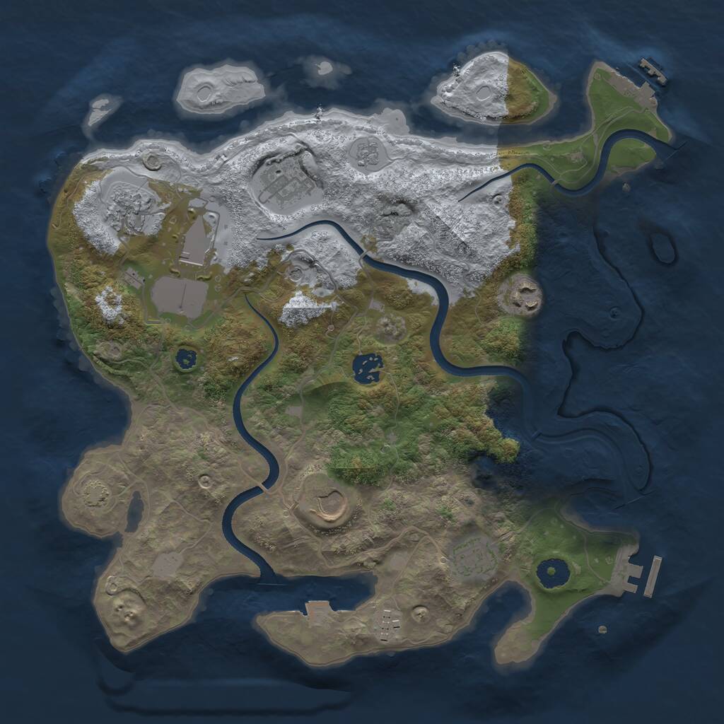 Rust Map: Procedural Map, Size: 3500, Seed: 799395461, 14 Monuments