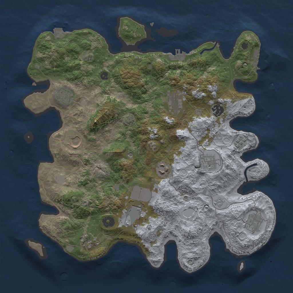 Rust Map: Procedural Map, Size: 3750, Seed: 29843966, 18 Monuments