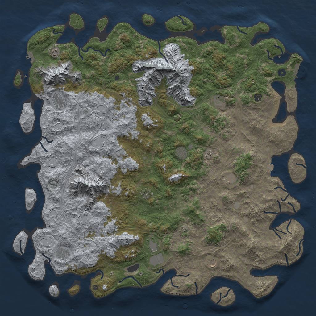 Rust Map: Procedural Map, Size: 6000, Seed: 69591594, 19 Monuments