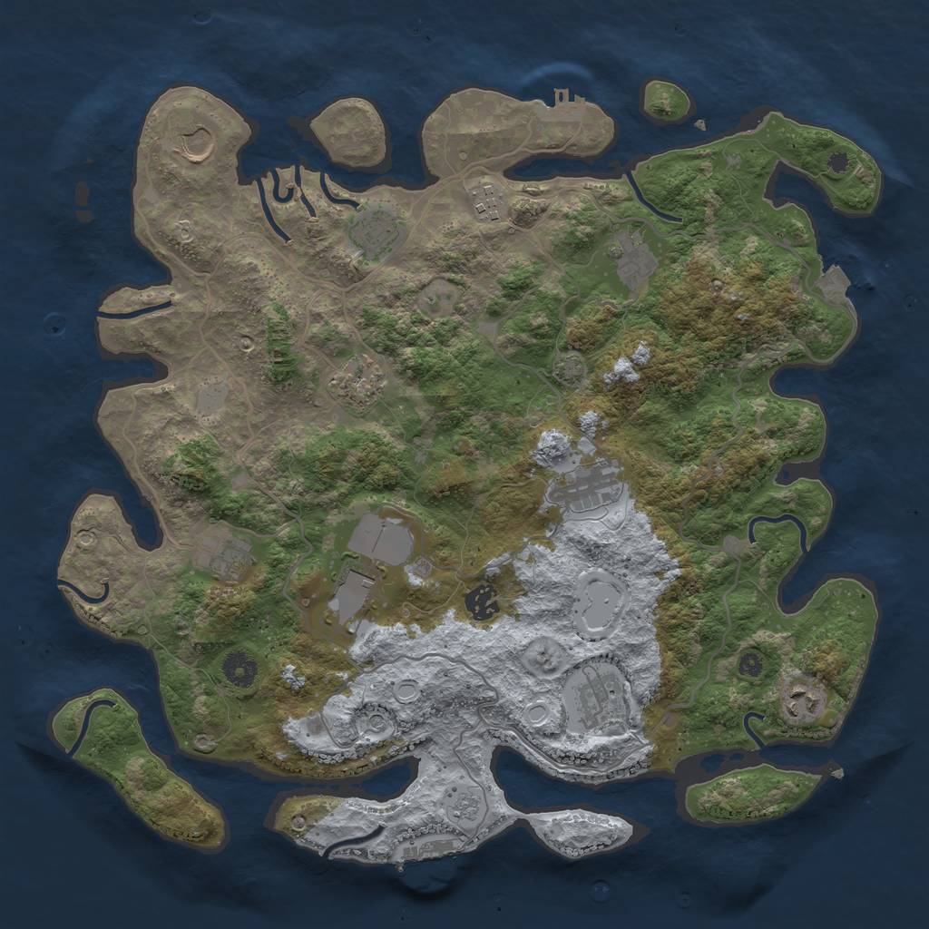 Rust Map: Procedural Map, Size: 4000, Seed: 1465373674, 19 Monuments