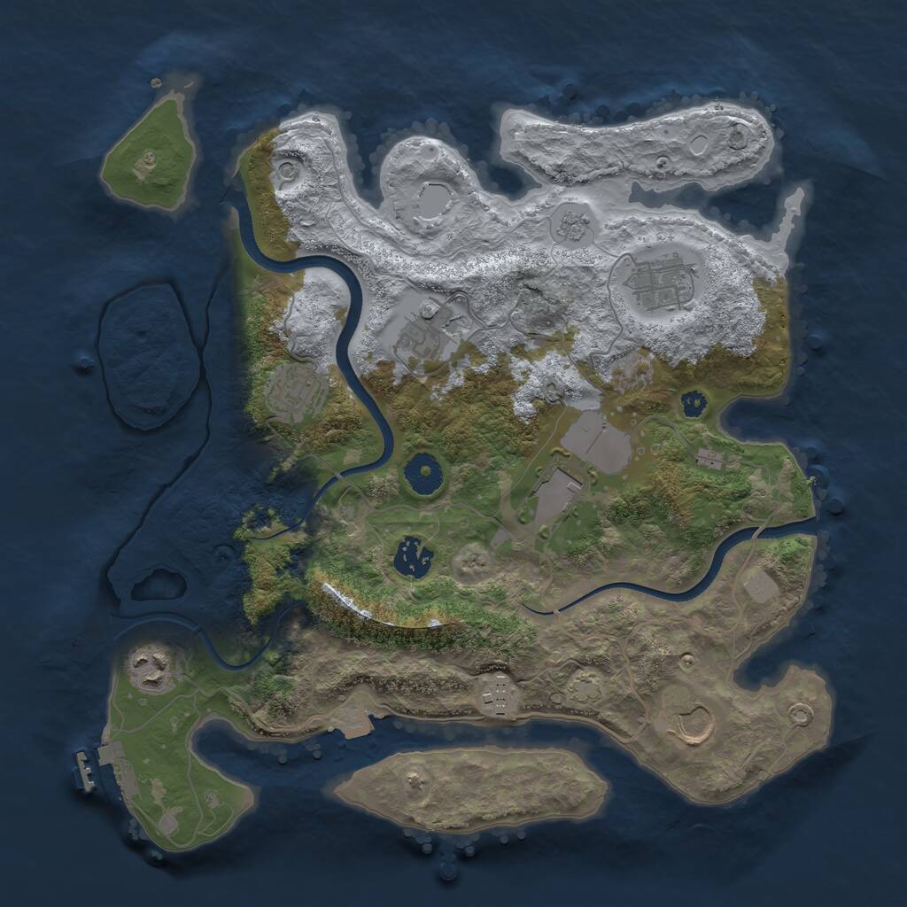 Rust Map: Procedural Map, Size: 3500, Seed: 356058388, 13 Monuments