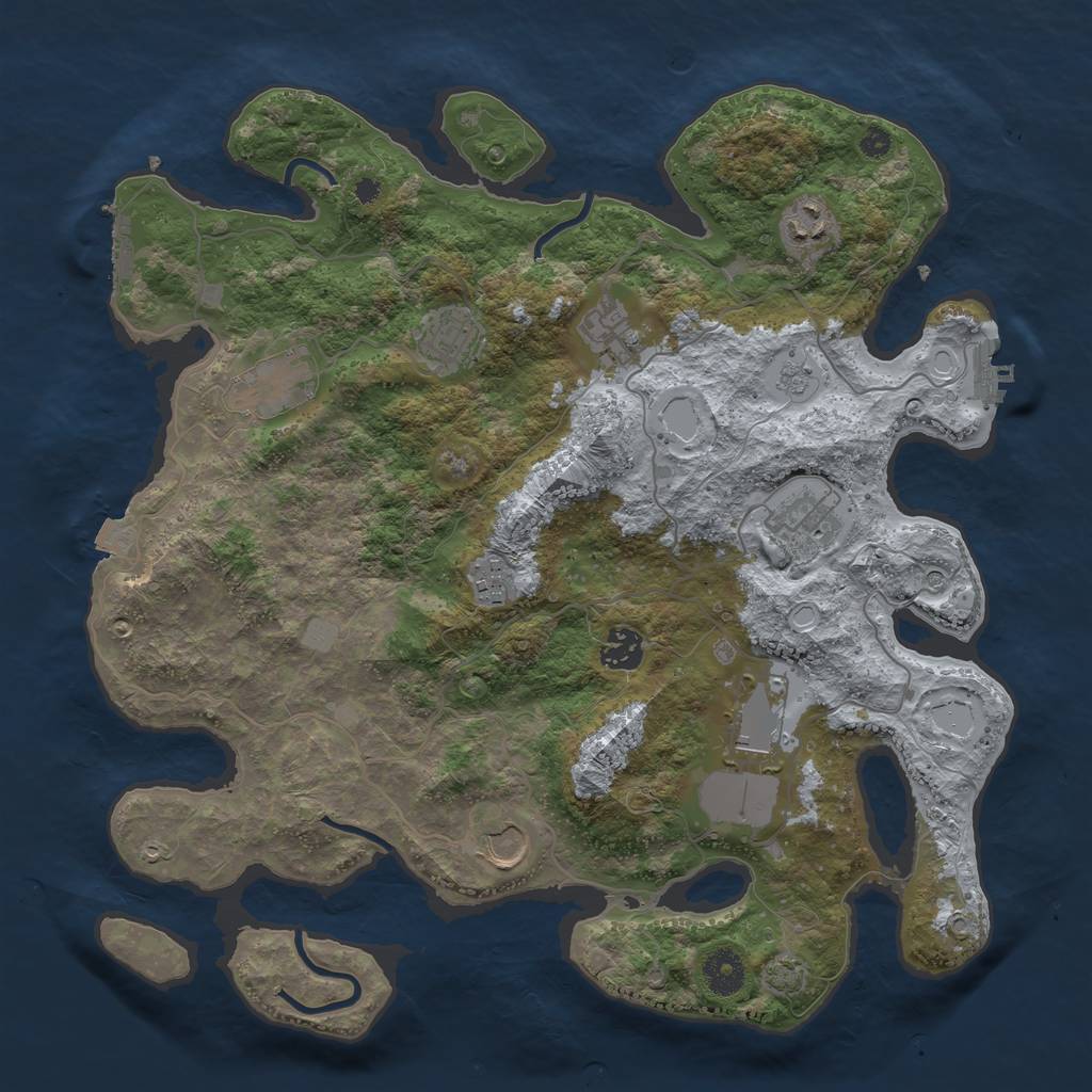 Rust Map: Procedural Map, Size: 3750, Seed: 397226397, 17 Monuments
