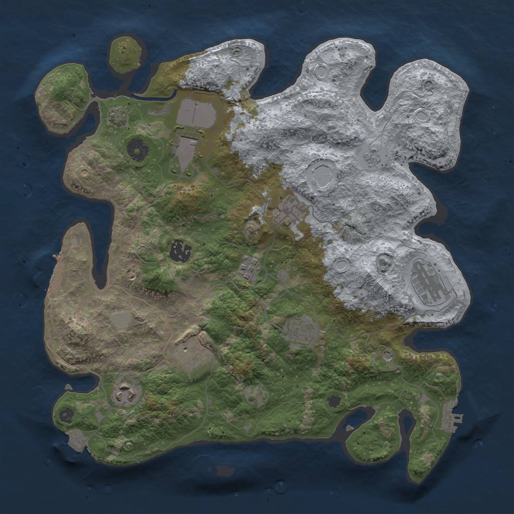 Rust Map: Procedural Map, Size: 3500, Seed: 630345906, 16 Monuments