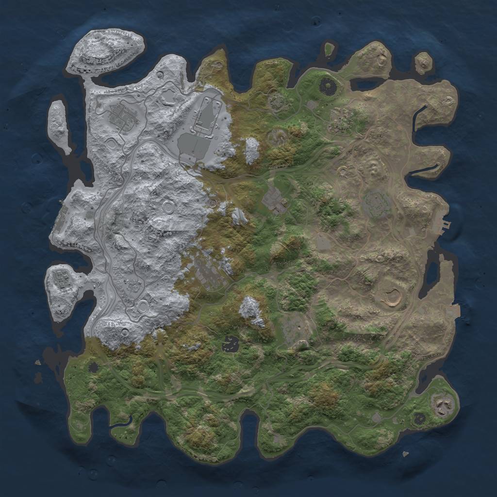 Rust Map: Procedural Map, Size: 4250, Seed: 58257983, 19 Monuments