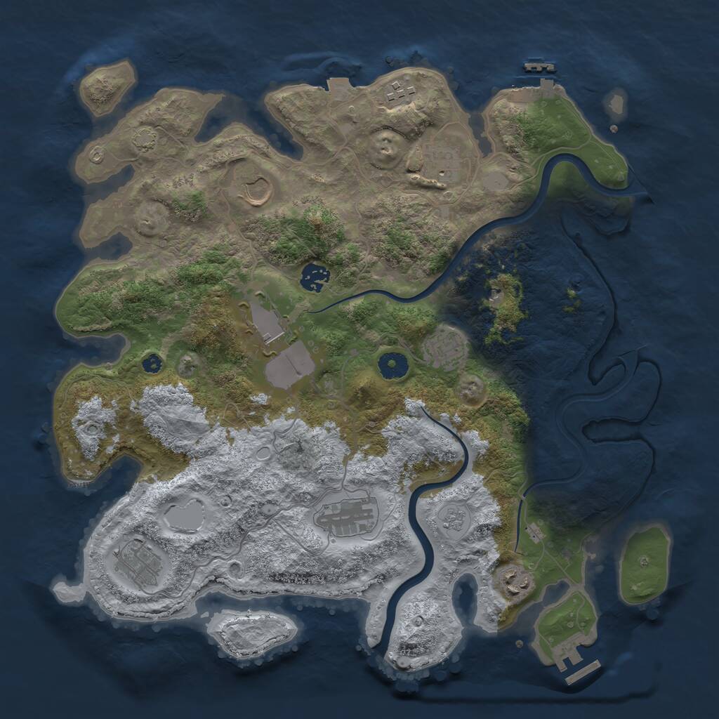 Rust Map: Procedural Map, Size: 3800, Seed: 586040977, 15 Monuments