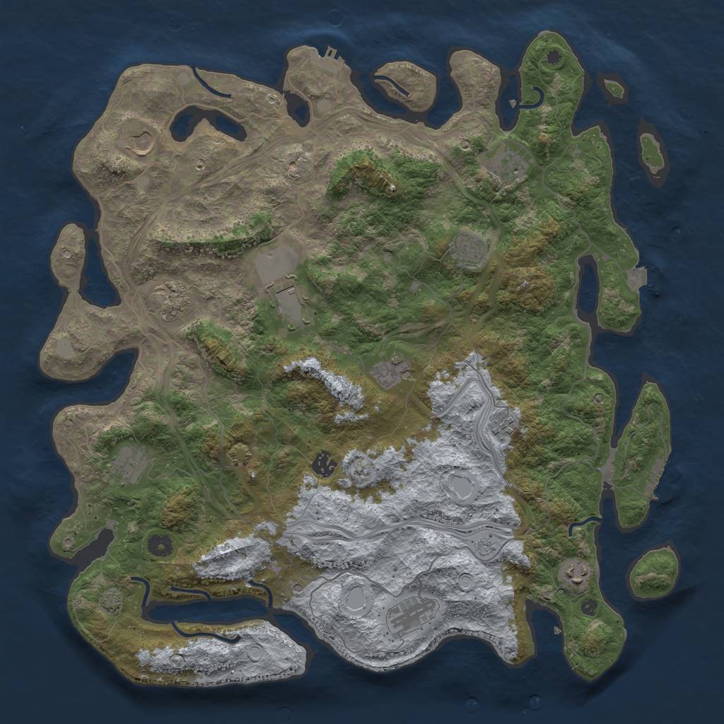 Rust Map: Procedural Map, Size: 4500, Seed: 1999215887, 19 Monuments