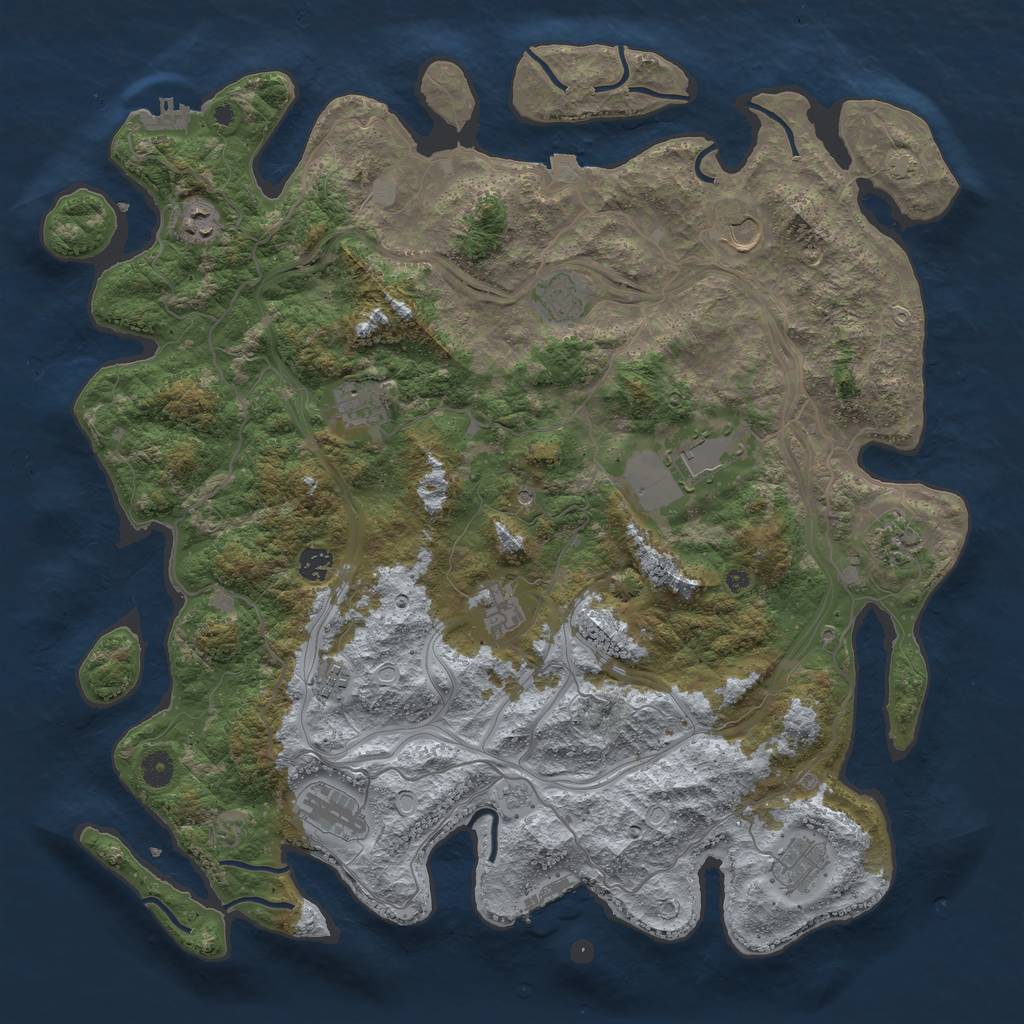 Rust Map: Procedural Map, Size: 4500, Seed: 64118, 19 Monuments