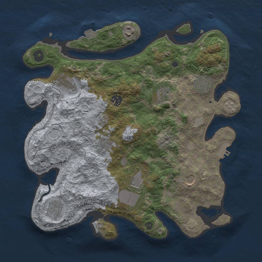 Rust Map: Procedural Map, Size: 3500, Seed: 1920963533, 17 Monuments