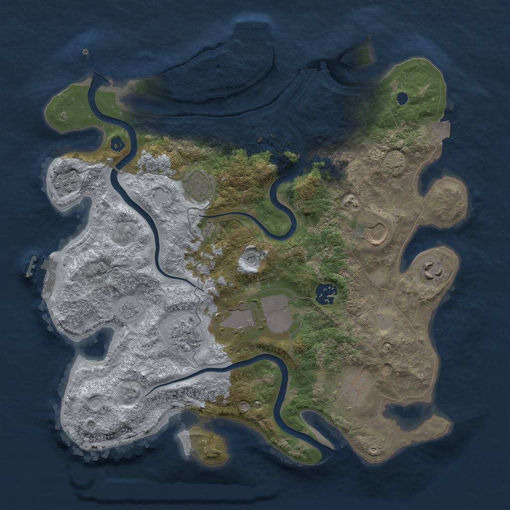 Rust Map: Procedural Map, Size: 3500, Seed: 1920963533, 14 Monuments