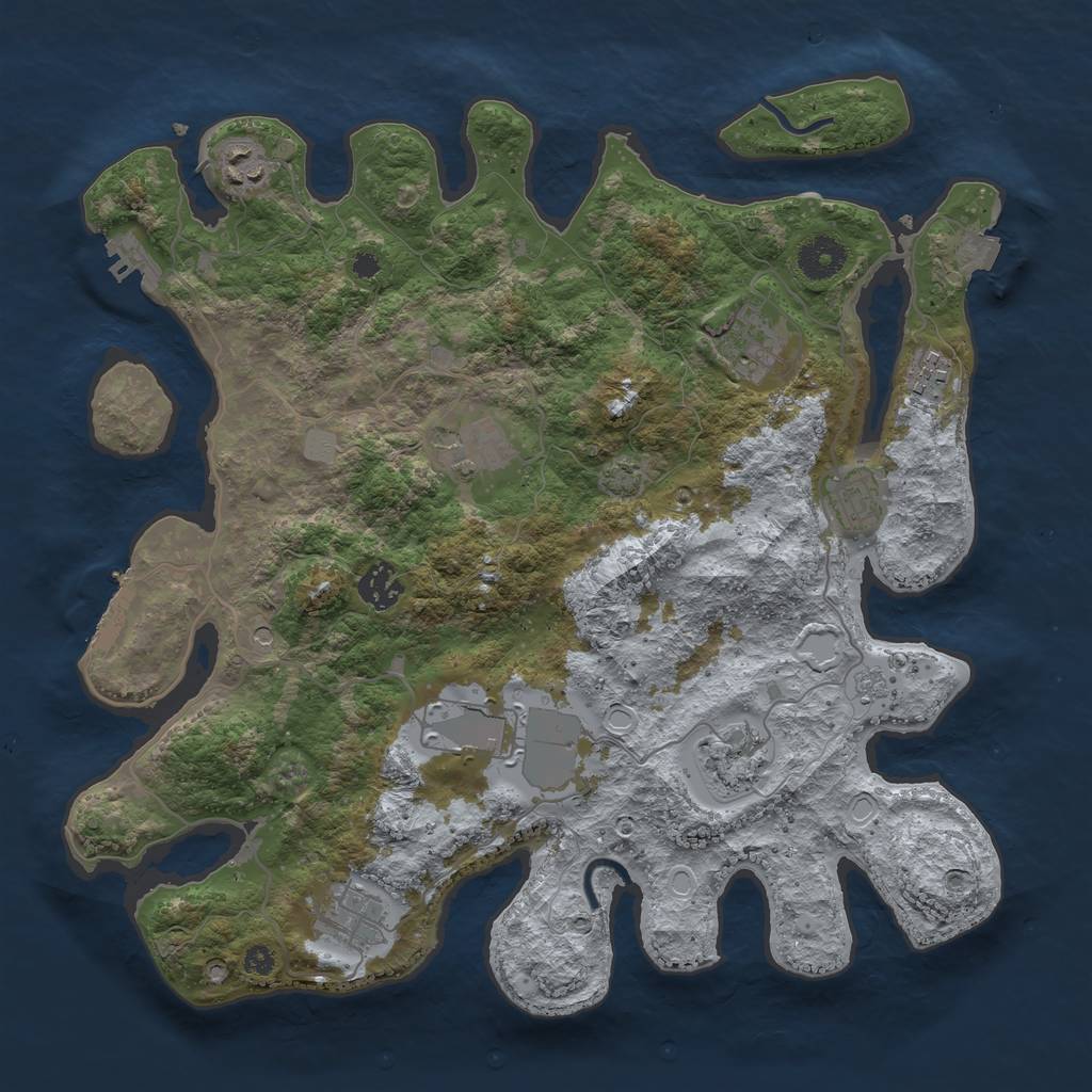 Rust Map: Procedural Map, Size: 3650, Seed: 56388010, 17 Monuments