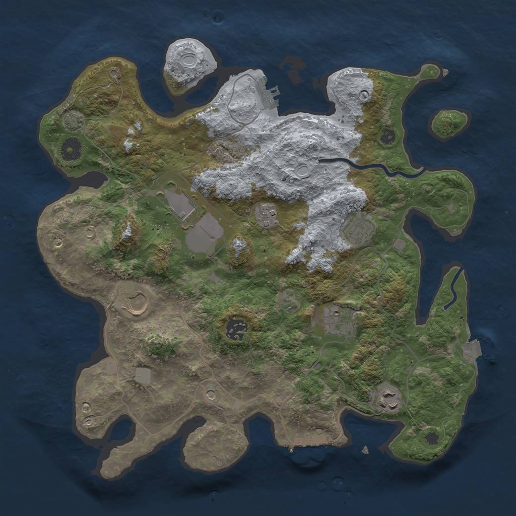 Rust Map: Procedural Map, Size: 3500, Seed: 1415860316, 14 Monuments