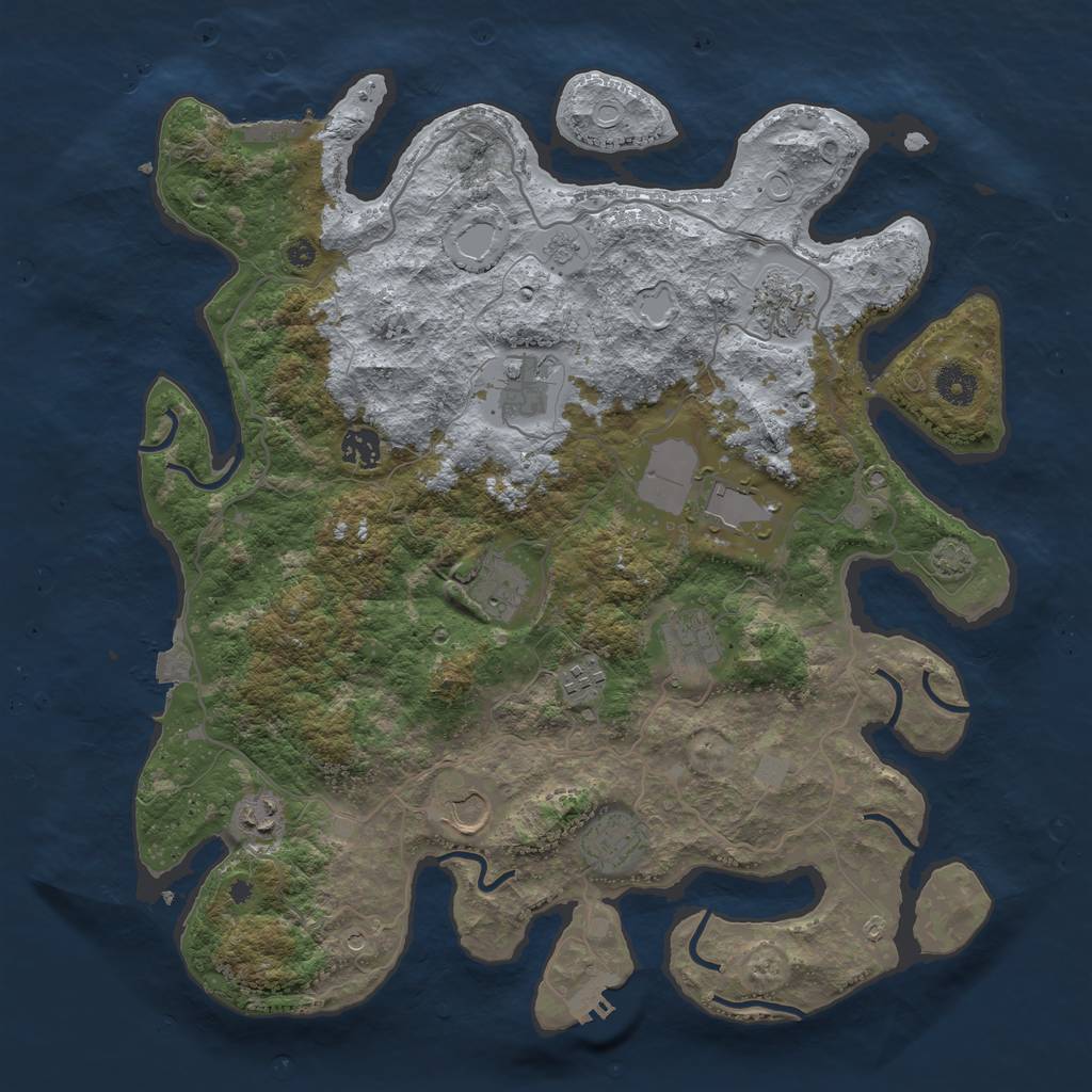 Rust Map: Procedural Map, Size: 4000, Seed: 1691935937, 18 Monuments