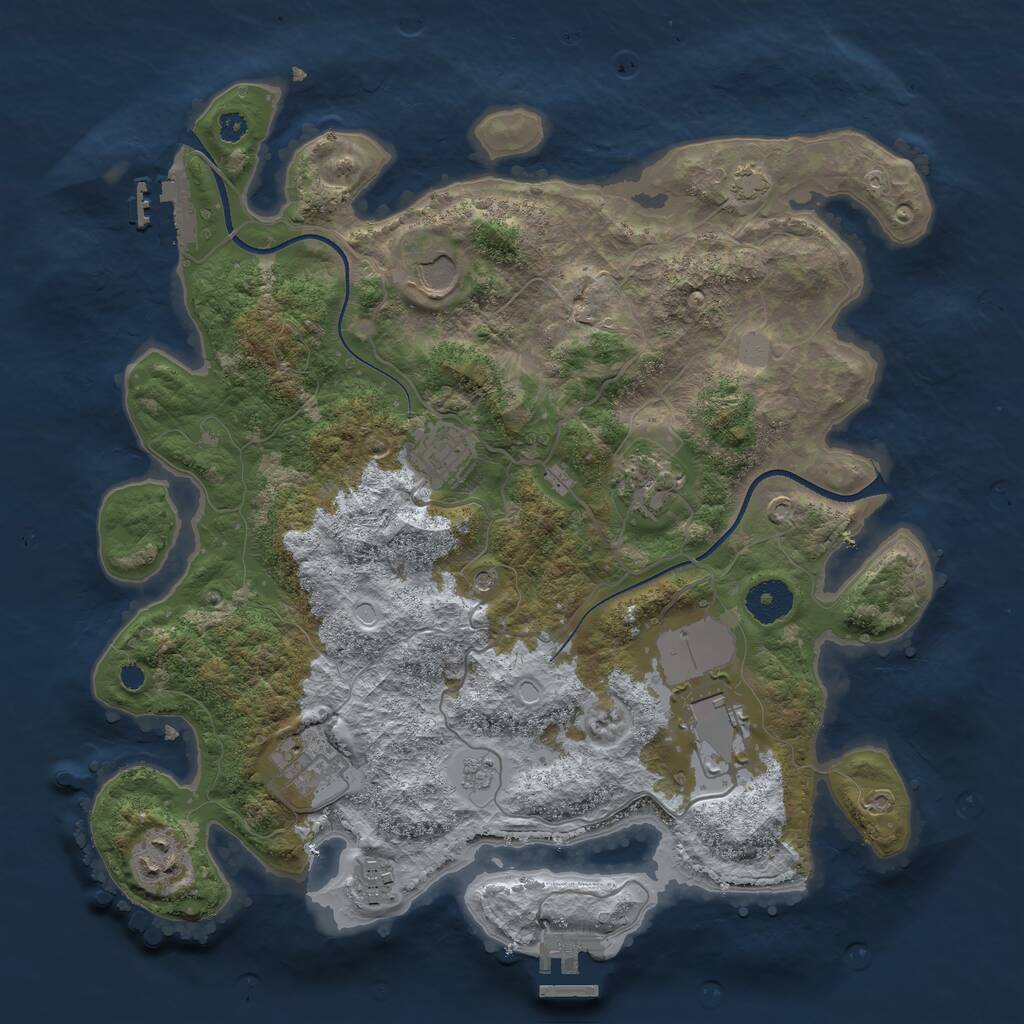 Rust Map: Procedural Map, Size: 3500, Seed: 1305009511, 13 Monuments