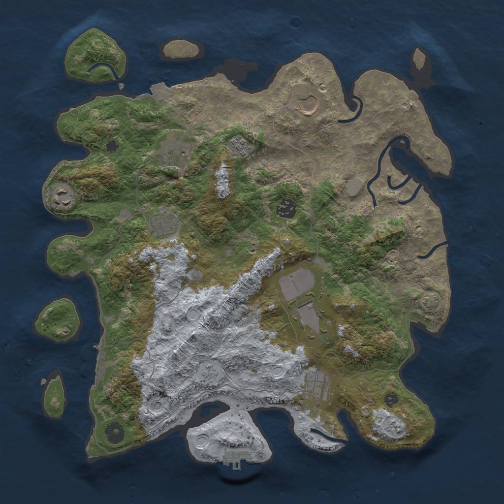 Rust Map: Procedural Map, Size: 3750, Seed: 755427679, 16 Monuments