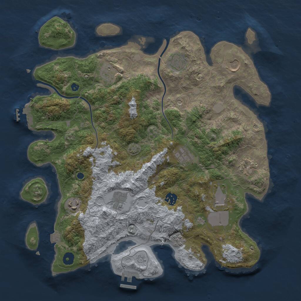 Rust Map: Procedural Map, Size: 3750, Seed: 755427679, 16 Monuments