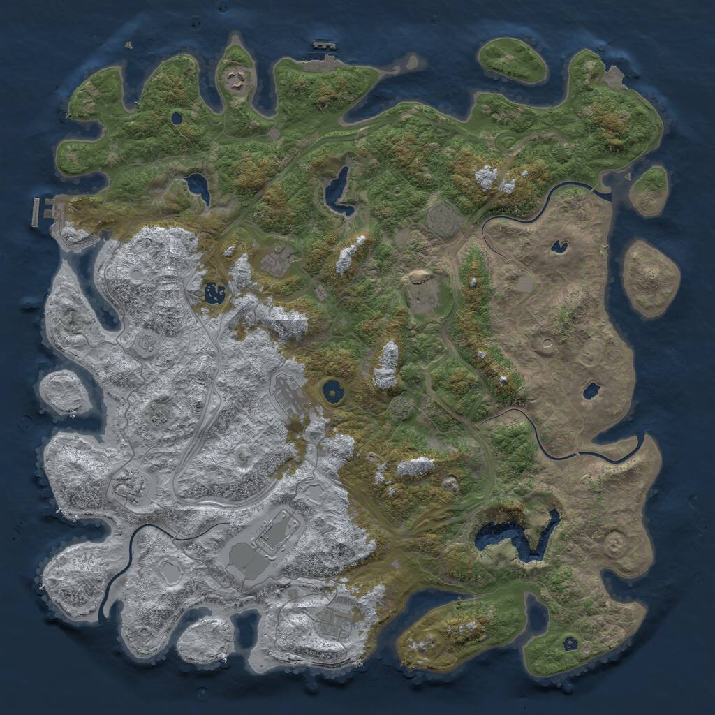 Rust Map: Procedural Map, Size: 4922, Seed: 20021, 16 Monuments