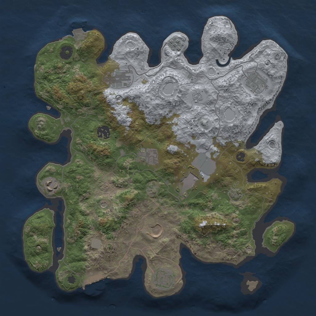 Rust Map: Procedural Map, Size: 3500, Seed: 1783337638, 16 Monuments