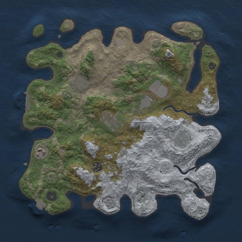 Rust Map: Procedural Map, Size: 3500, Seed: 667915479, 14 Monuments