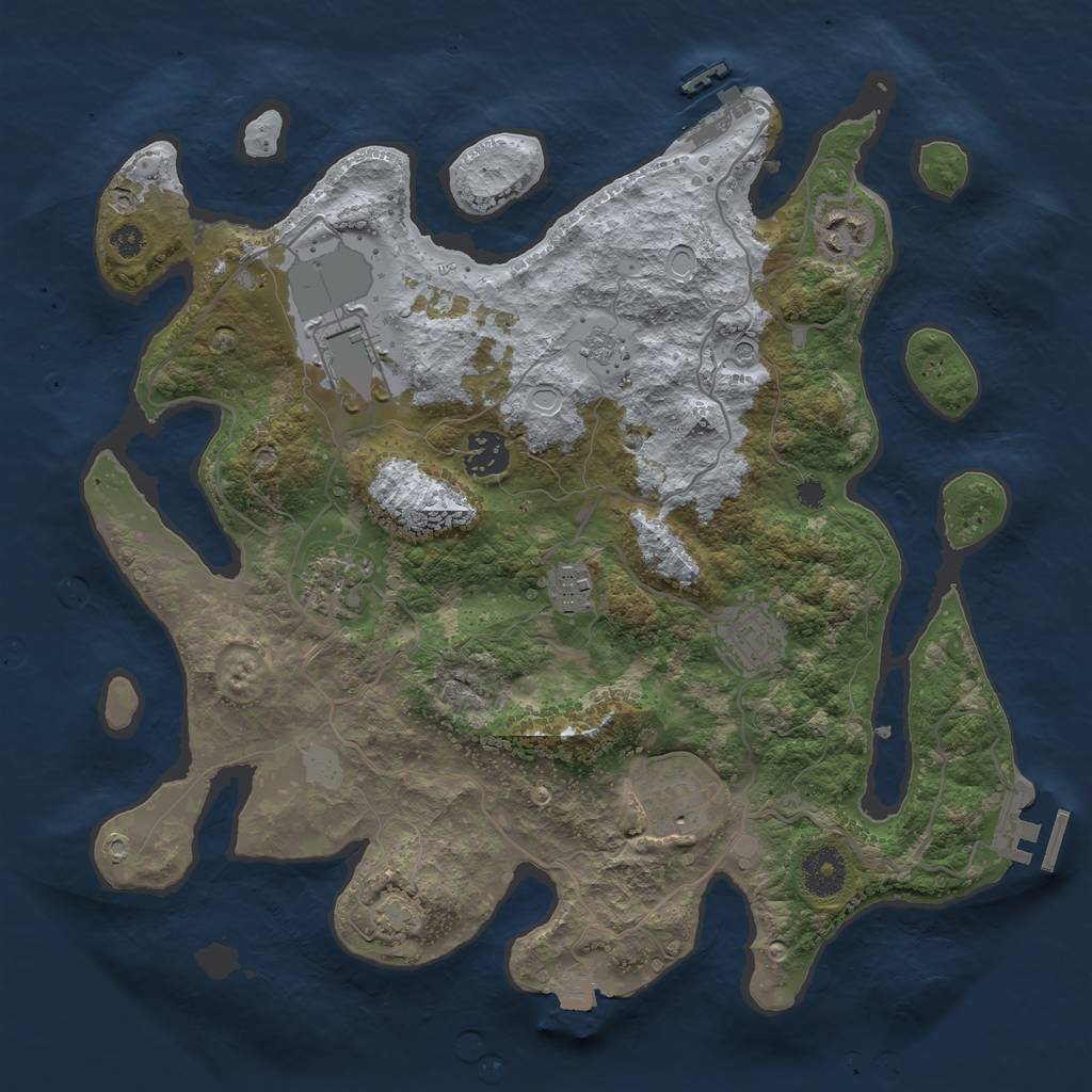 Rust Map: Procedural Map, Size: 3500, Seed: 1199622851, 15 Monuments